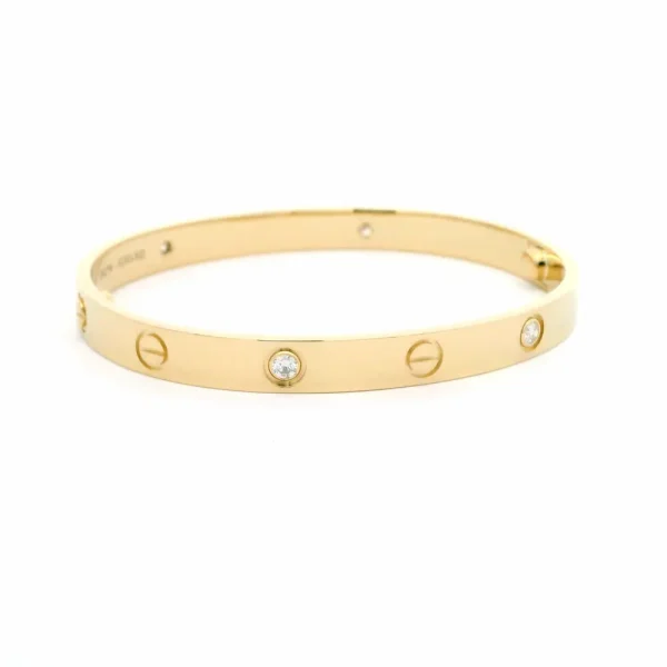 18K Rose Gold Yellow Gold Cartier Love Bracelet 4 Diamonds Copy B6070017