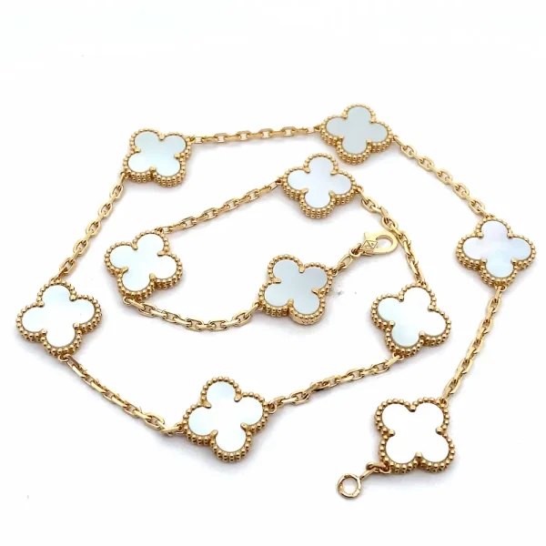 Copy Van Cleef and Arpels Vintage Alhambra 10 Motifs Necklace VCARA42800