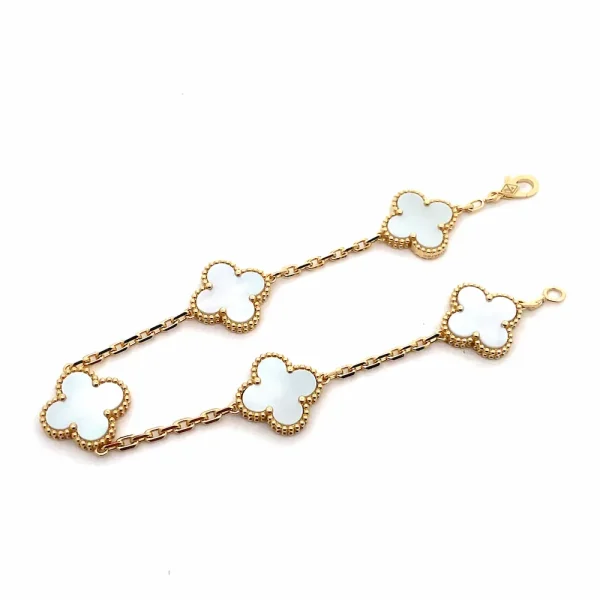 Van Cleef 4 Leaf Clover 5 Motif Bracelet Mother of Pearl Copy VCARA41800