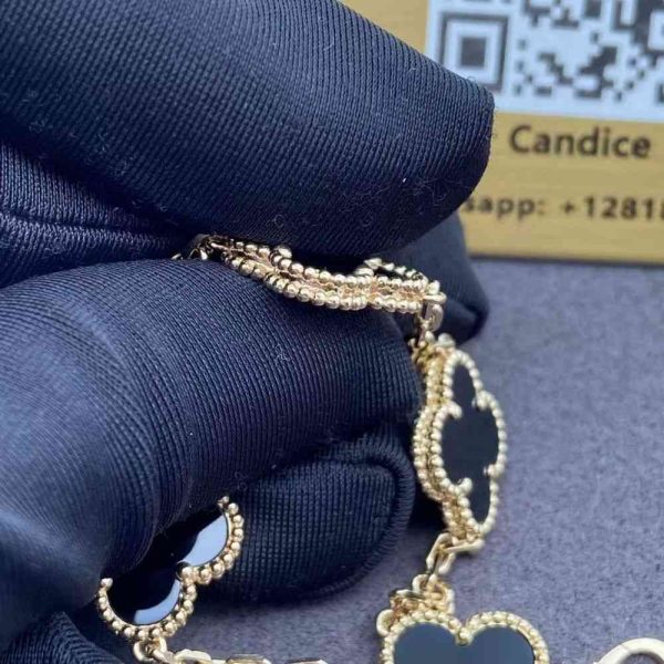 Van Cleef and Arpels Black Onyx Alhambra Bracelet VCARA41300