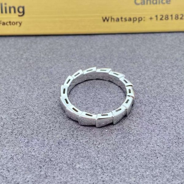 Bulgari Serpenti Viper Ring 18K White Gold Wedding Band 349672
