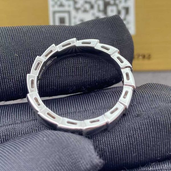 Bulgari Serpenti Viper Ring 18K White Gold Wedding Band 349672