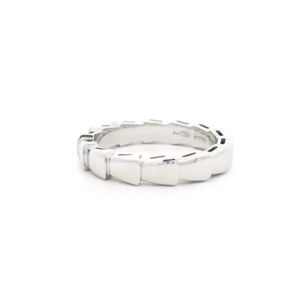 Bulgari Serpenti Viper Ring 18K White Gold Wedding Band 349672