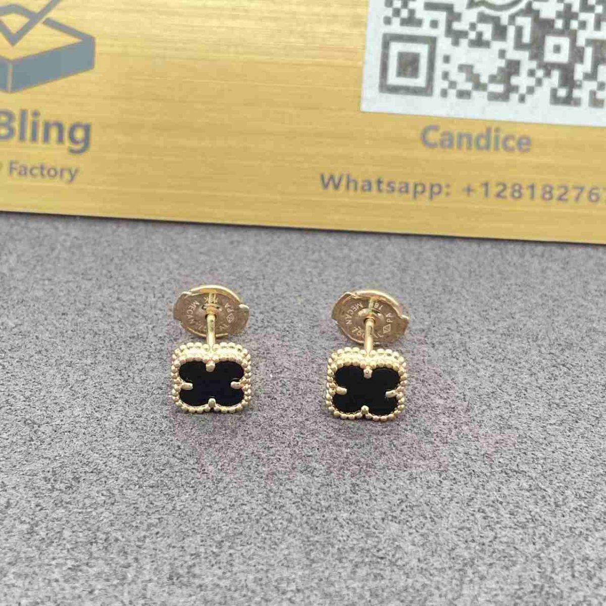 Van Cleef Sweet Alhambra Onyx Earrings