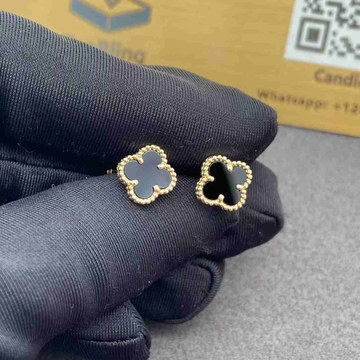 Van Cleef Sweet Alhambra Onyx Earrings