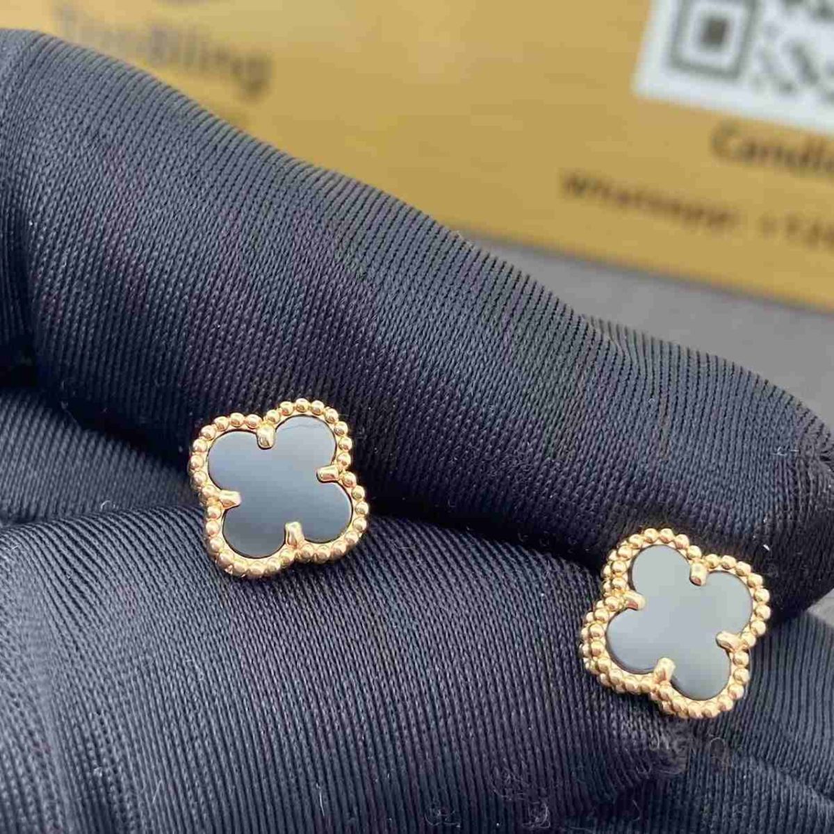 Van Cleef Sweet Alhambra Onyx Earrings