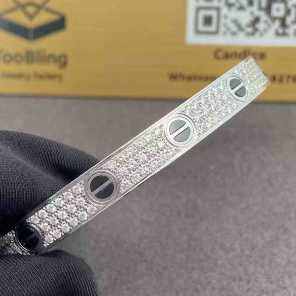 Cartier Love Bracelet Diamond Paved Black Ceramic
