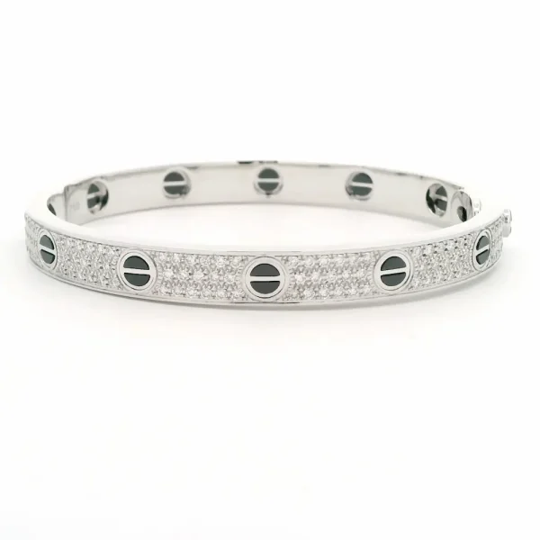 Cartier Love Bracelet Diamond Paved Black Ceramic