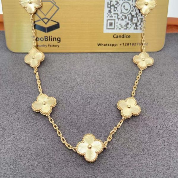 Van Cleef Guilloche Necklace 10 Motif 18K Gold