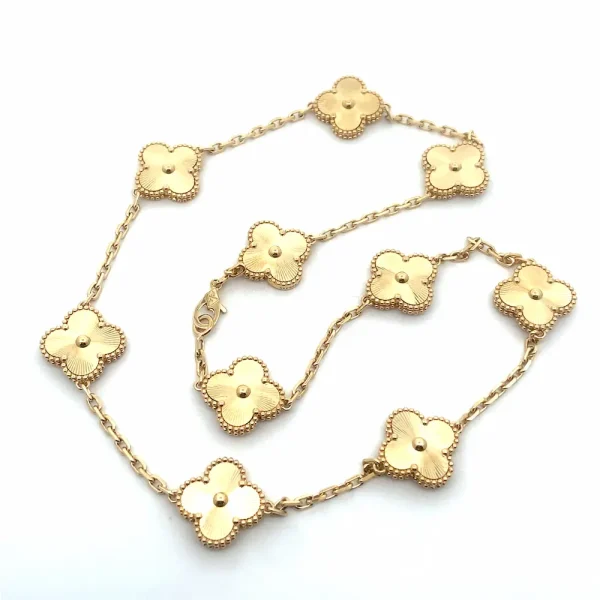 Van Cleef Guilloche Necklace 10 Motif 18K Gold