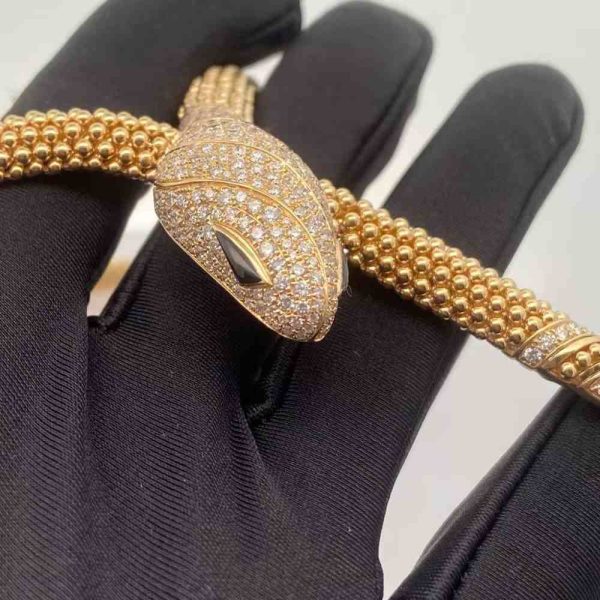 High Jewelry Bvlgari Serpenti Two Coil 18K Gold Necklace 360472