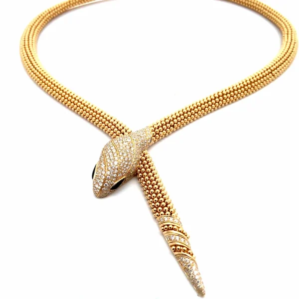 High Jewelry Bvlgari Serpenti Two Coil 18K Gold Necklace 360472