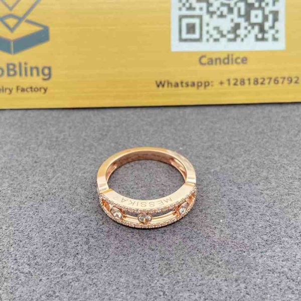 18K Rose Gold Messika Move Classique Pave Diamond Ring 04000