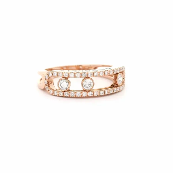 18K Rose Gold Messika Move Classique Pave Diamond Ring 04000