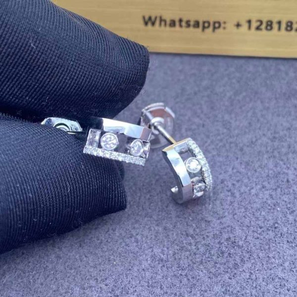 18K White Gold Messika Move Romane Mini Hoop Earrings 7178