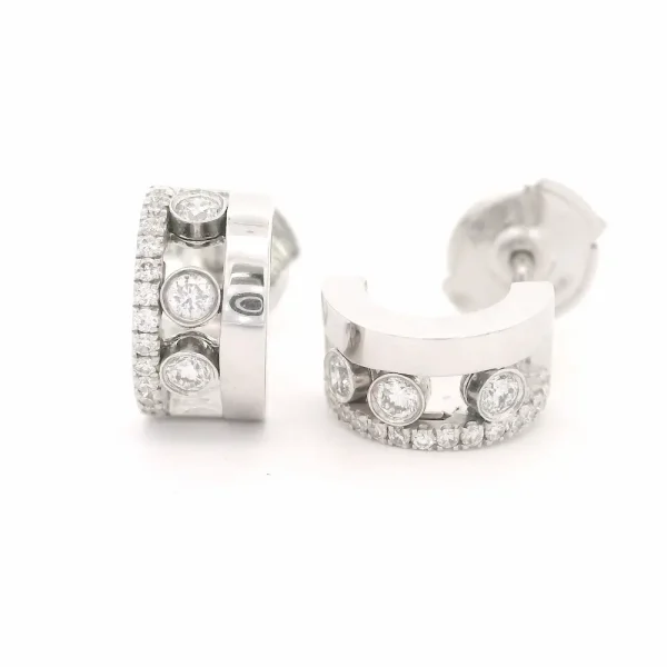 18K White Gold Messika Move Romane Mini Hoop Earrings 7178