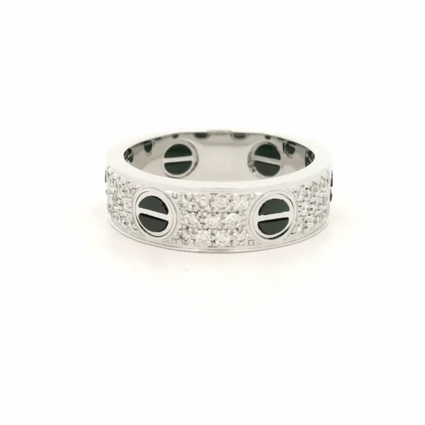 Cartier Love Ring Diamond Paved Black Ceramic White Gold B4207600