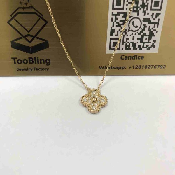 18K Van Cleef Vintage Vlhambra Yellow Gold Diamond Necklace