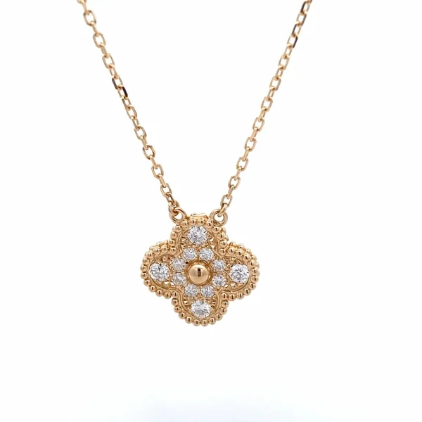18K Van Cleef Vintage Vlhambra Yellow Gold Diamond Necklace