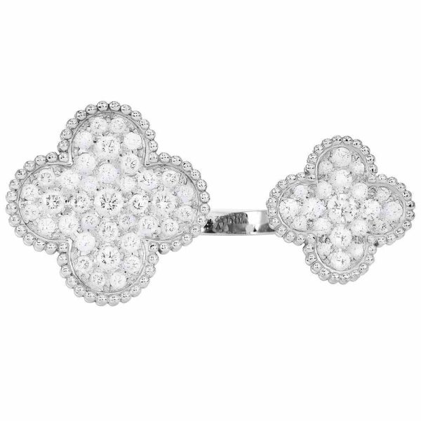18k Gold Van Cleef Arpels Magic Alhambra Between the Finger Diamond Ring
