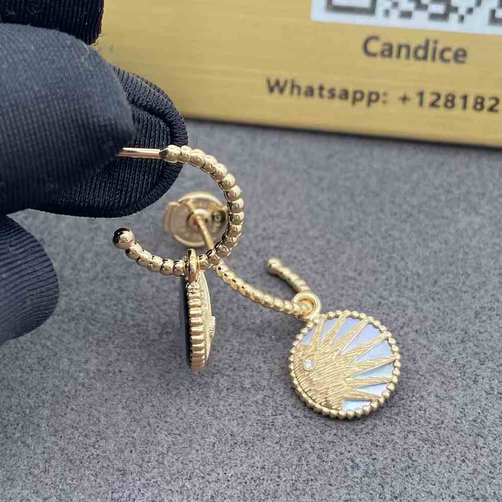 Dior Rose Celeste Earrings 18K Gold Diamonds Mother of Pearl and Onyx (2) Dior Rose Celeste Earrings 18K Gold Diamonds Mother of Pearl and Onyx