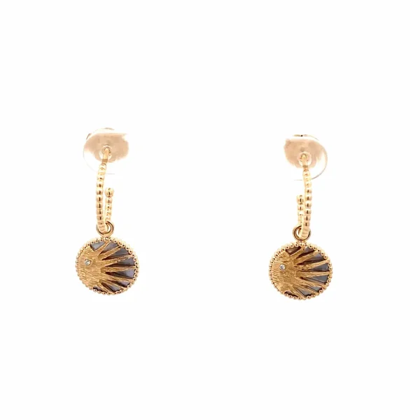 Dior Rose Celeste Earrings 18K Gold Diamonds Mother of Pearl and Onyx