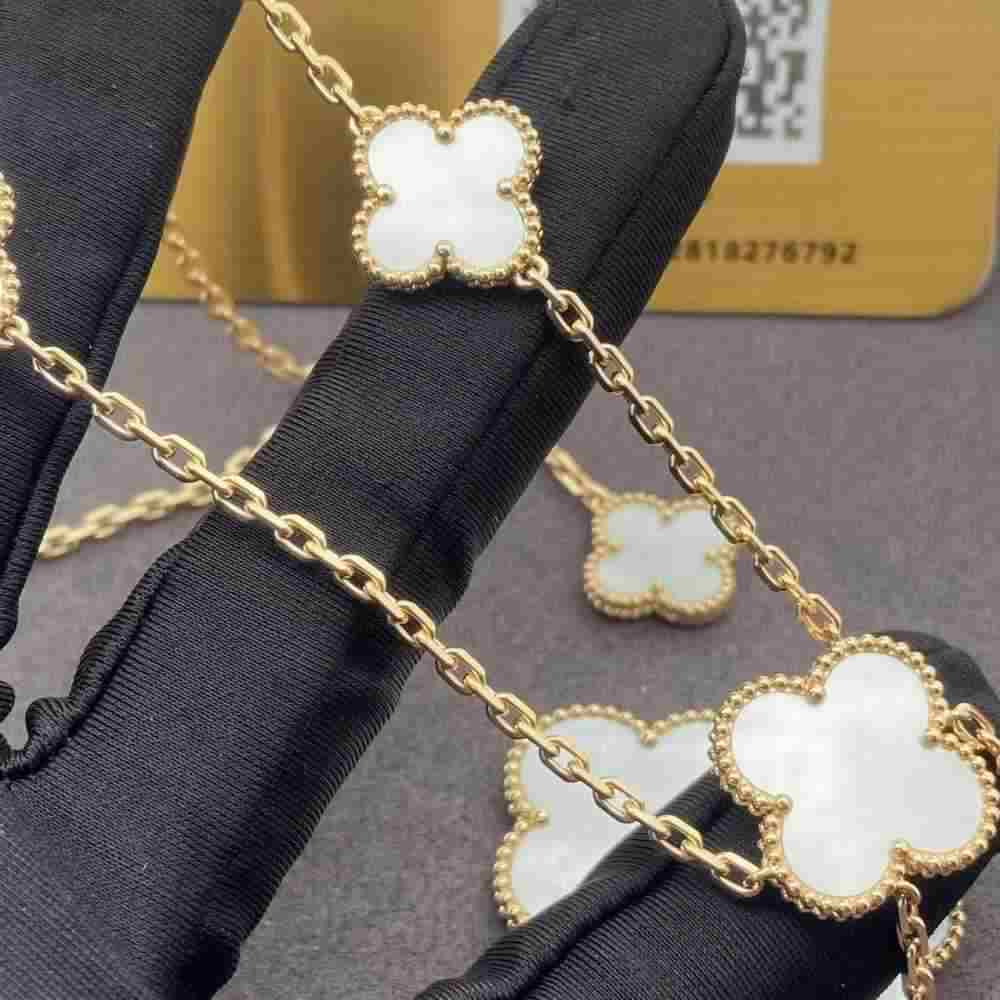 Van Cleef Magic Alhambra Necklace 6 Motifs Price VCARD79100 (2) 18K Gold Van Cleef Magic Alhambra Necklace 6 Motifs VCARD79100