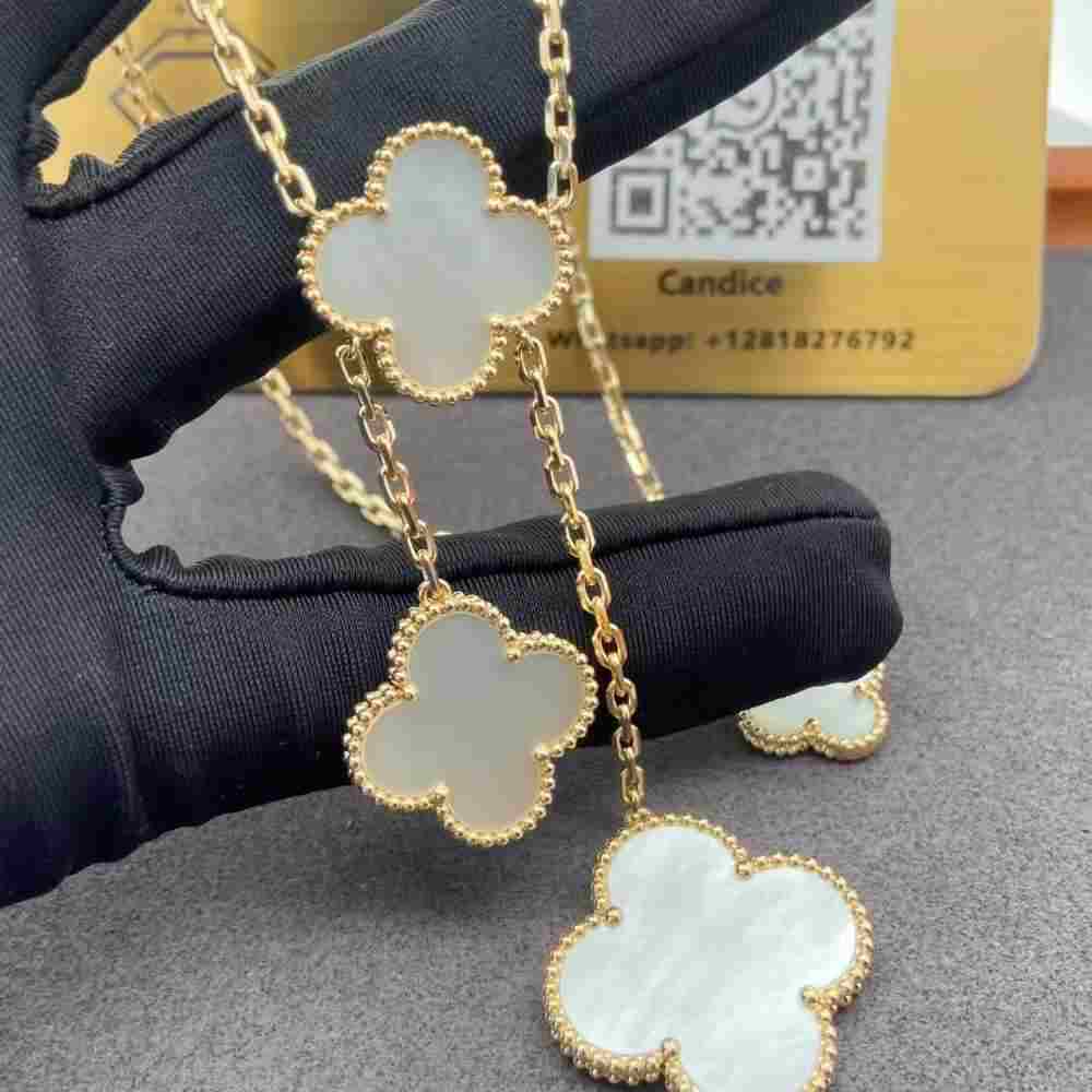 Van Cleef Magic Alhambra Necklace 6 Motifs Price VCARD79100 (3) 18K Gold Van Cleef Magic Alhambra Necklace 6 Motifs VCARD79100