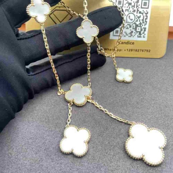 18K Gold Van Cleef Magic Alhambra Necklace 6 Motifs VCARD79100
