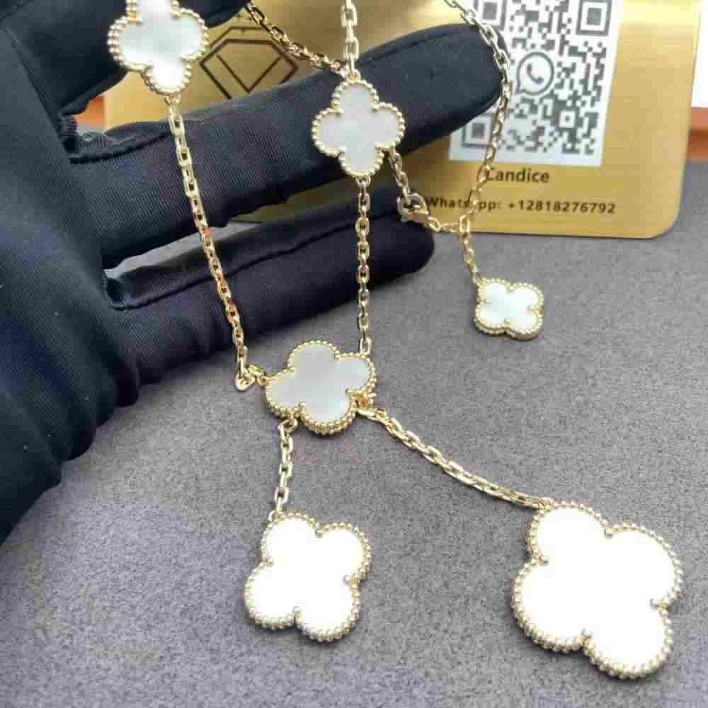 Van Cleef Magic Alhambra Necklace 6 Motifs Price VCARD79100 18K Gold Van Cleef Magic Alhambra Necklace 6 Motifs VCARD79100