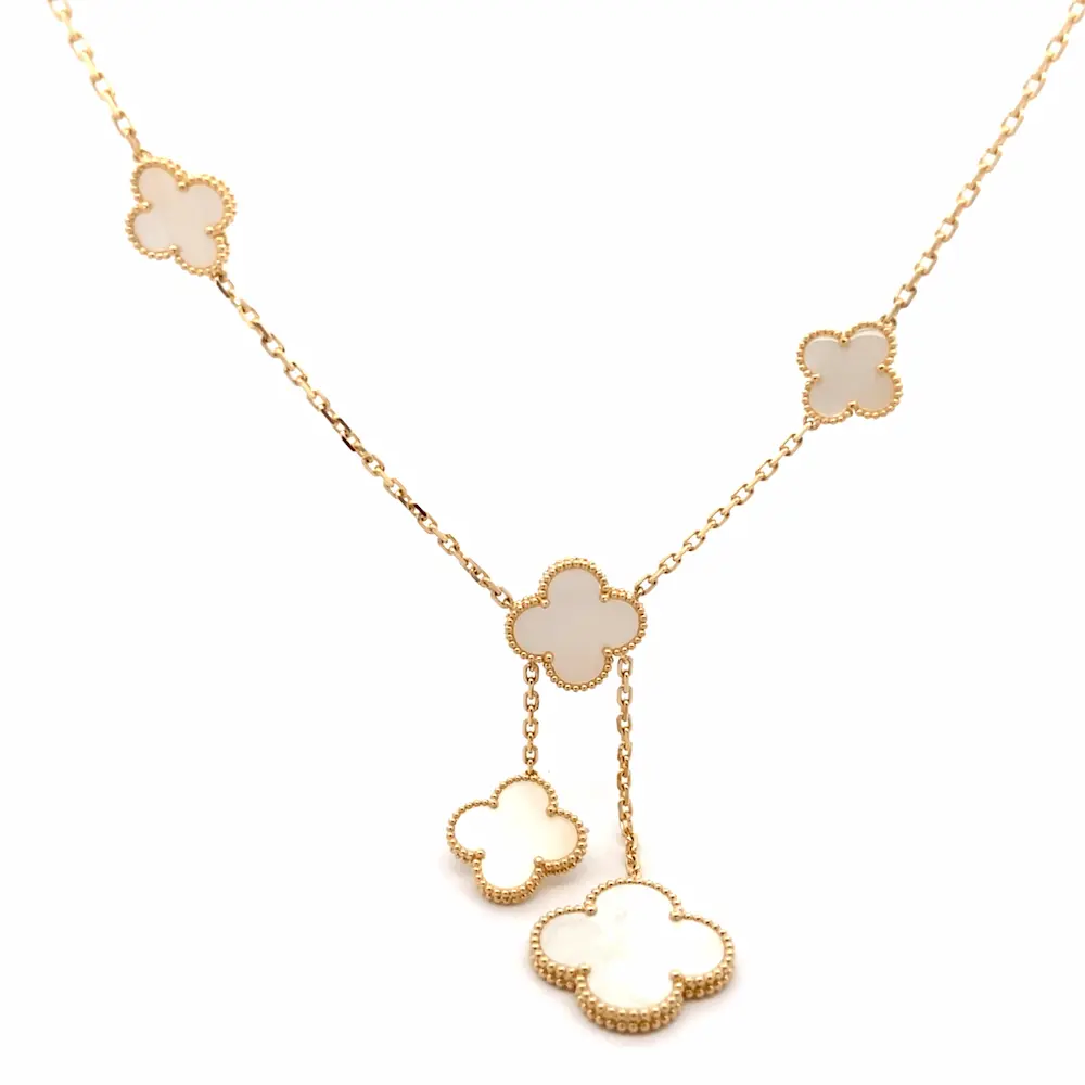 Van Cleef Magic Alhambra Necklace 6 Motifs Price VCARD79100 18K Gold Van Cleef Magic Alhambra Necklace 6 Motifs VCARD79100