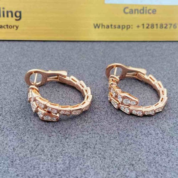 18k Rose Gold Bulgari Serpenti Diamond Earrings 358361