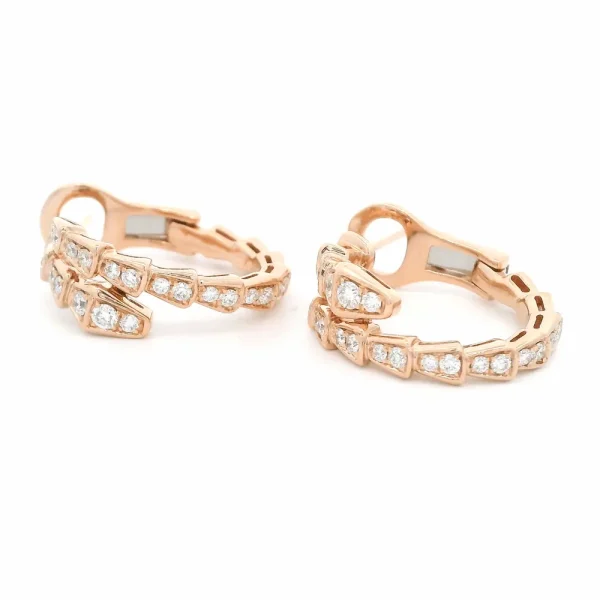 18k Rose Gold Bulgari Serpenti Diamond Earrings 358361